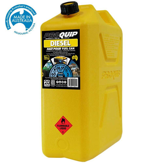 Pro Quip 20L Plastic Fast Pour Fuel Can – Diesel Yellow