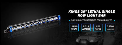 Kings 20” Lethal Single Row Light Bar with Free Harness