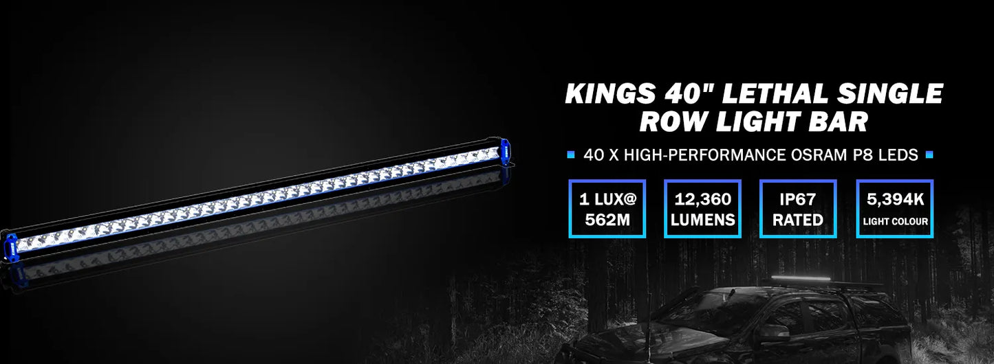 Kings 40” Lethal Single Row Light Bar with Free Harness