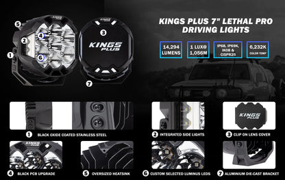 Kings Plus 7" Lethal Pro Driving lights