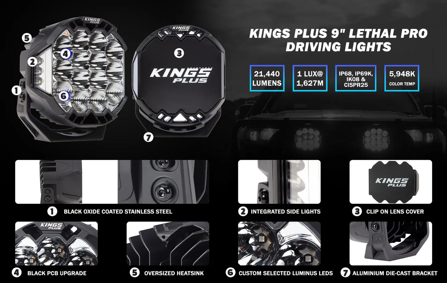 Kings Plus 9" Lethal Pro Driving lights